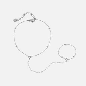 Hand Chain pearl party zilver