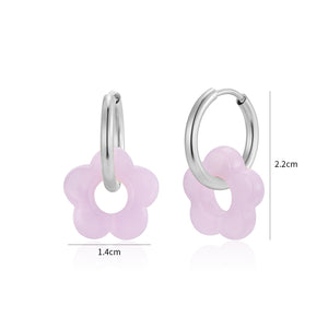 Oorbellen bloem paars zilver