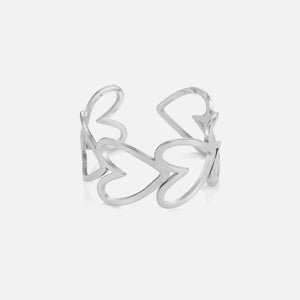 Ring connected hearts zilver
