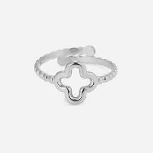 Ring open klaver zilver