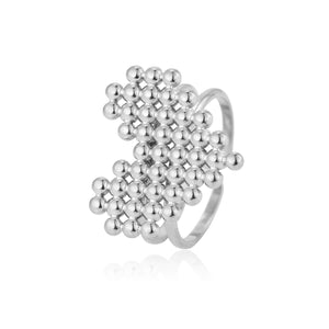 Ring hart bolletjes zilver