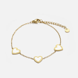 Armband drie hartjes wit