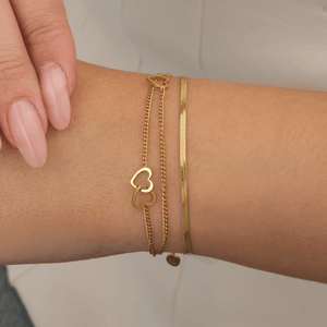 Armband drielaags hart goud