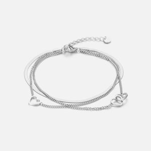 Armband drielaags hart zilver