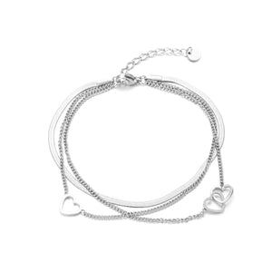 Armband drielaags hart zilver