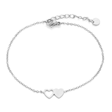 Armband dubbel hart verbonden zilver
