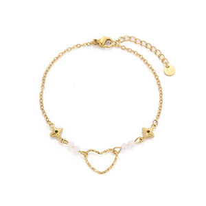 Armband hartje sterren goud
