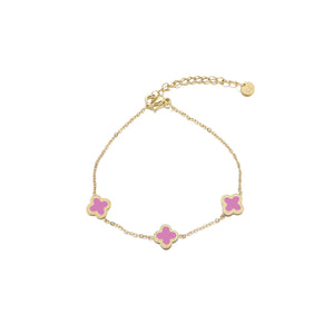 Armband klaver gold/pink