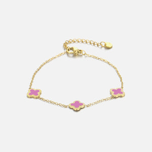 Armband klaver gold/pink