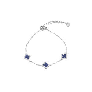 Armband klaver silver/blue