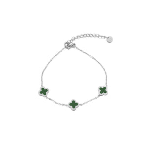 Armband klaver silver/green