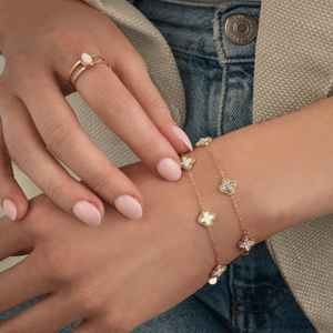 Armband klaver steentjes goud