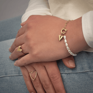 Armband lux parels hartje goud