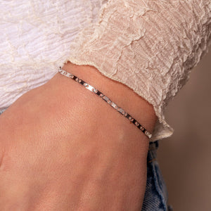 Armband platte schakel zilver