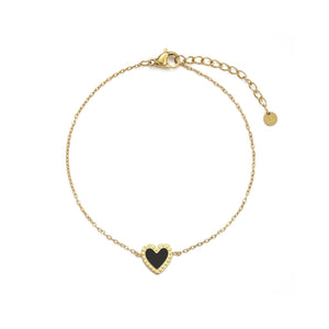 Armband single hart zwart