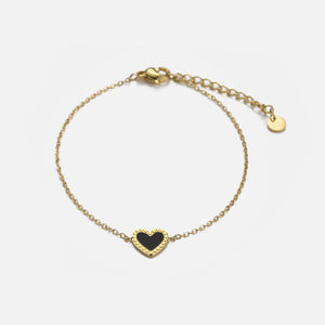 Armband single hart zwart