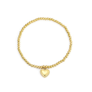 Armband stretch fancy hart goud