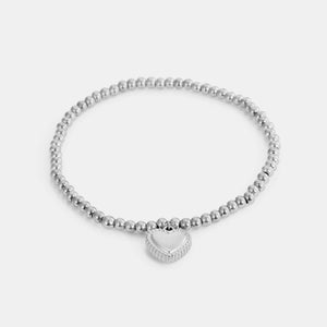 Armband stretch fancy hart zilver