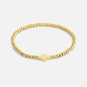 Armband stretch kruisje goud