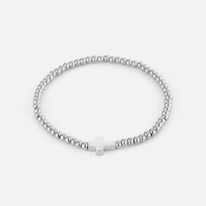 Armband stretch kruisje zilver