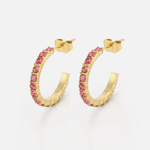 Birthstone oorbellen goud