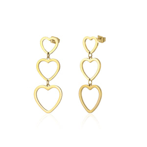 Drie hangende hartjes goud