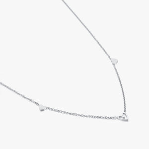 Drie hartjes ketting zilver