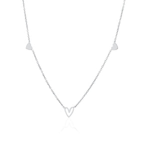 Drie hartjes ketting zilver