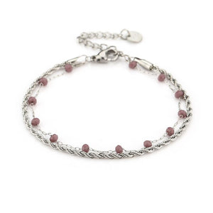 Dubbele armband paars zilver