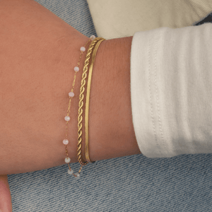 Dubbele armband roze goud