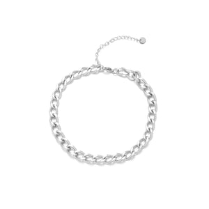 Enkelband fancy cuban zilver