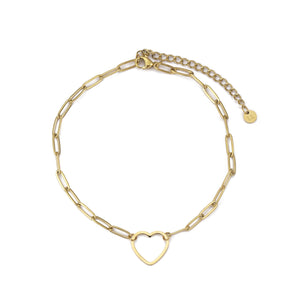 Enkelband grote hart goud