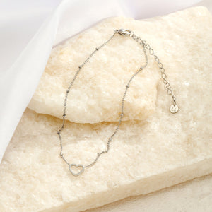 Enkelband hartje zilver