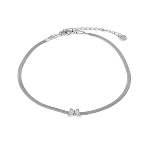 Enkelband plat vlinder zilver