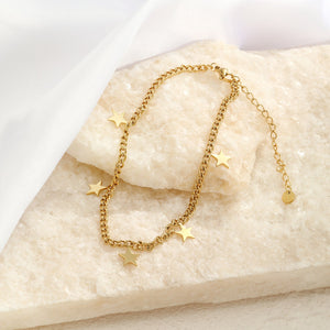 Enkelband sterretjes goud