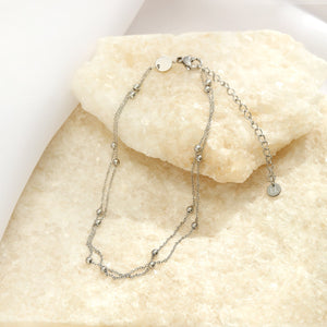 Enkelband tweelaags balletjes zilver