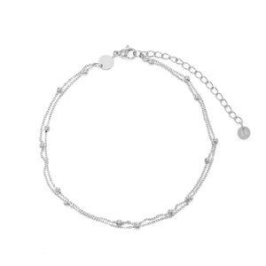 Enkelband tweelaags balletjes zilver