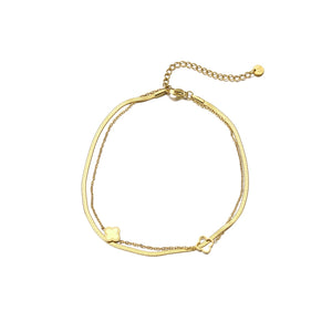 Enkelband tweelaags klaver goud