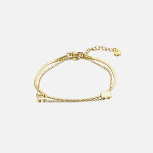 Enkelband tweelaags klaver goud