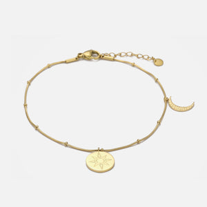 Enkelband zon & maan goud