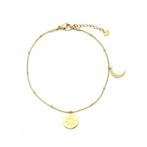 Enkelband zon & maan goud