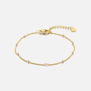 Fijne bolletjes armband goud/roze
