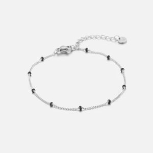 Fijne bolletjes armband zilver/zwart