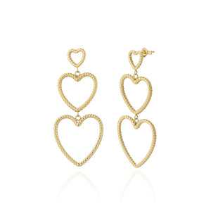 Hangende open hartjes goud