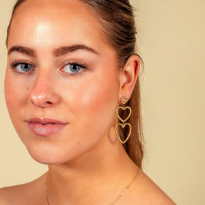 Hangende open hartjes goud