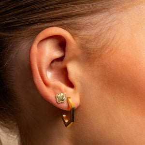 Hoekige oorbellen klein goud