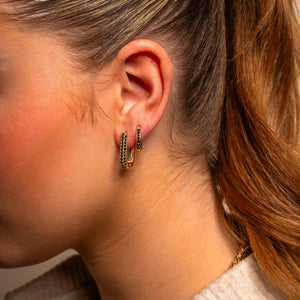 Hoops met steentjes zwart/goud