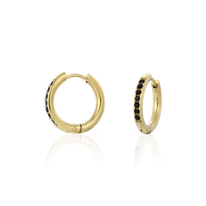 Hoops met steentjes zwart/goud