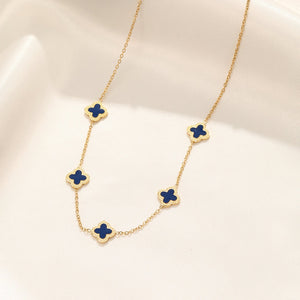 Ketting klaver  gold/blue