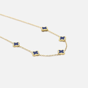 Ketting klaver  gold/blue